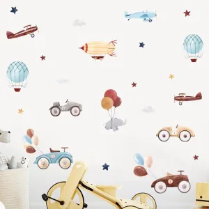 Vintage Car & Airplane Wall Stickers