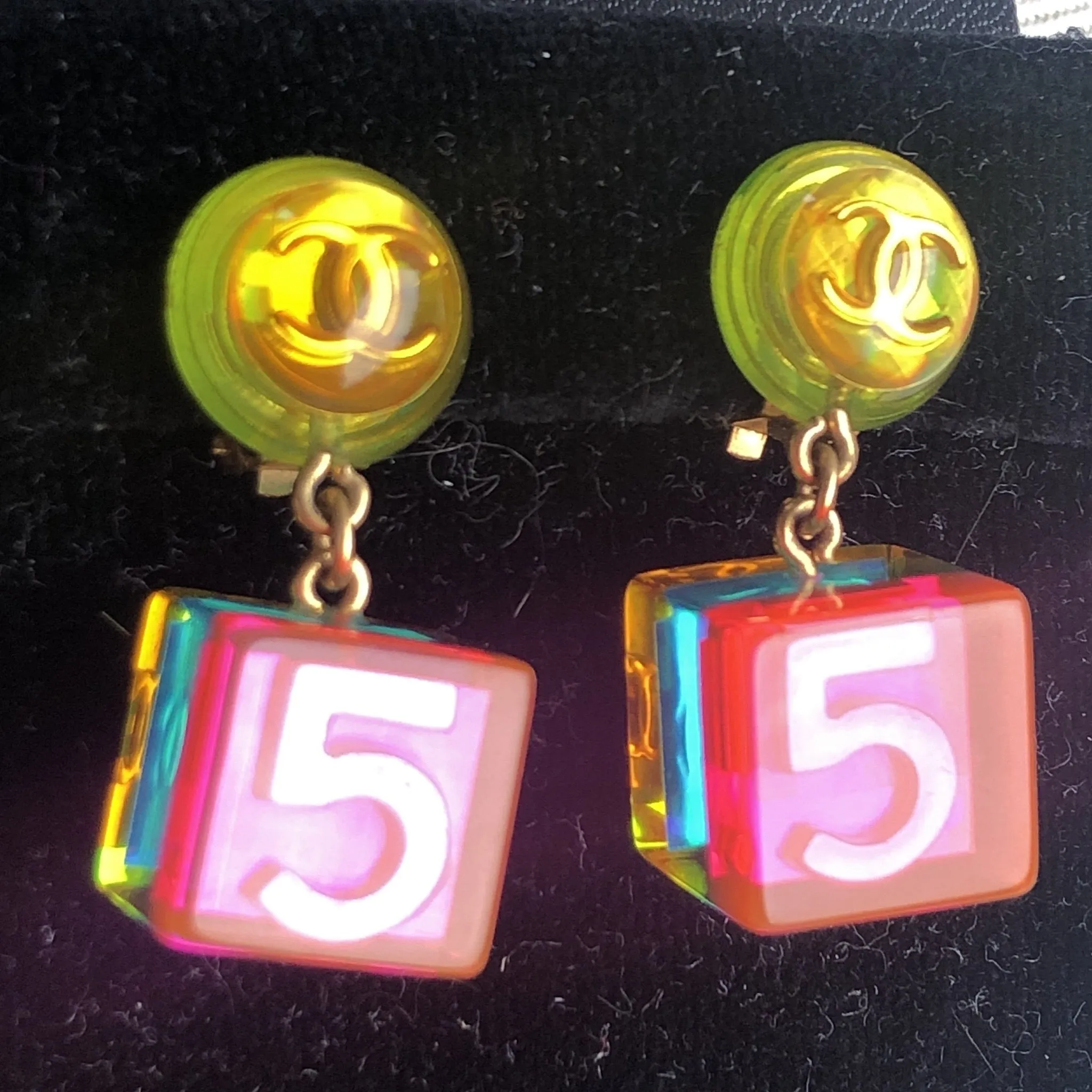 Vintage Chanel No 5 Cube Earrings