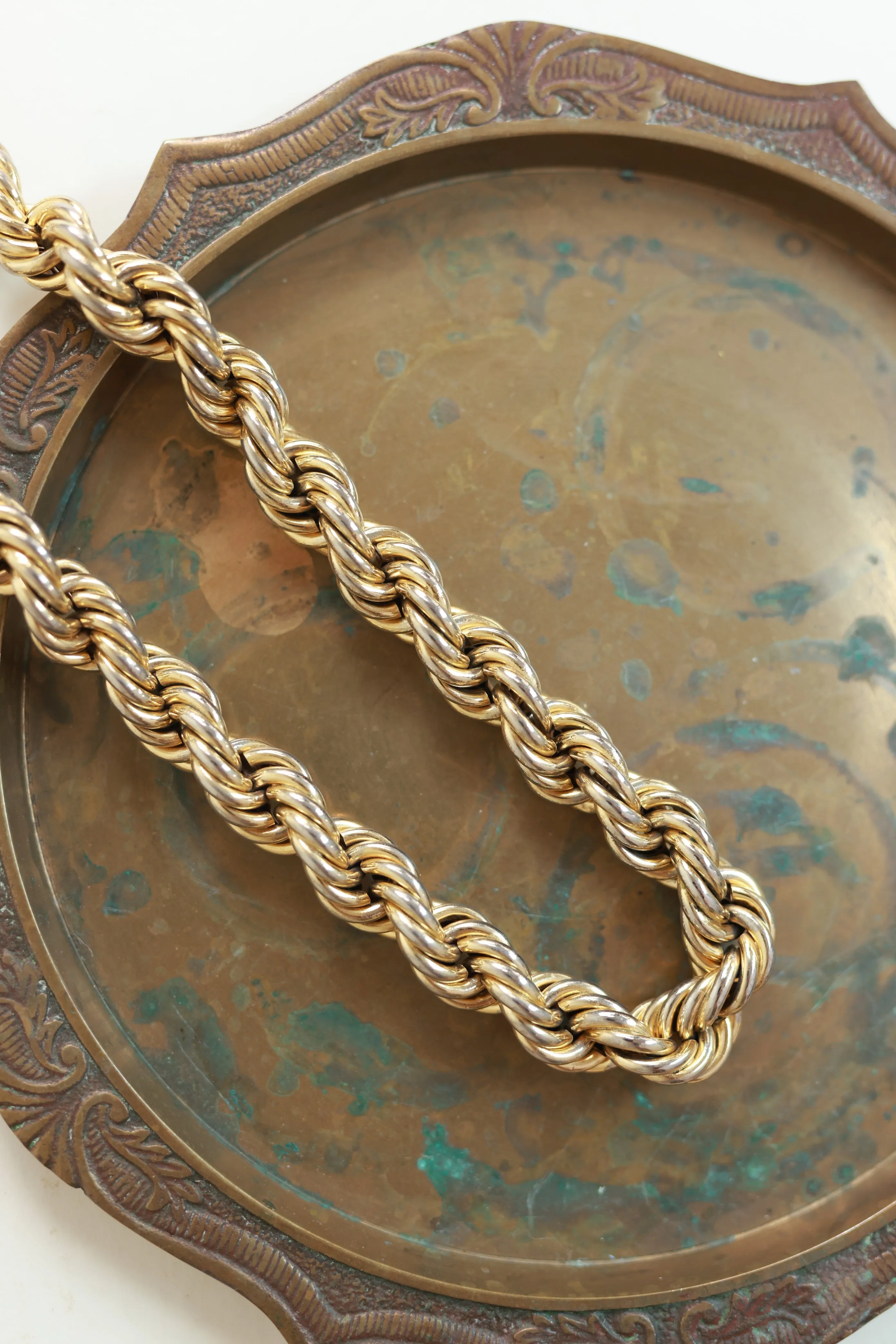 Vintage Chunky Gold Rope Chain Necklace