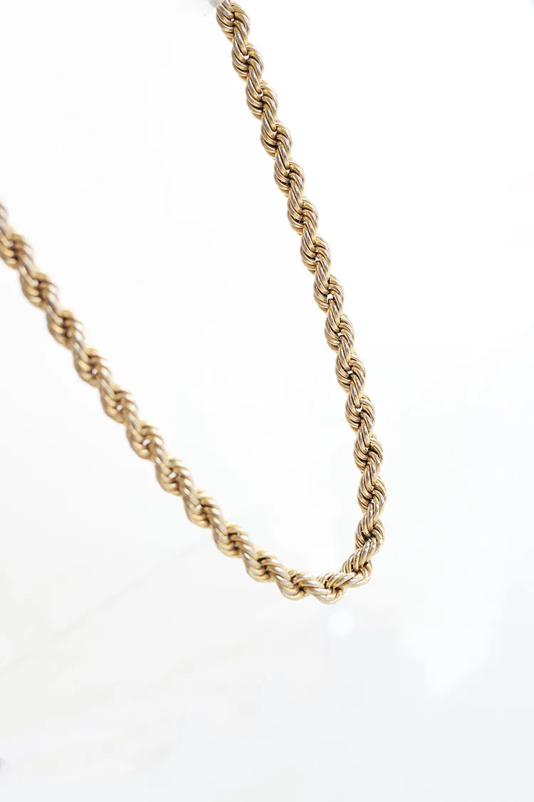 Vintage Chunky Gold Rope Chain Necklace