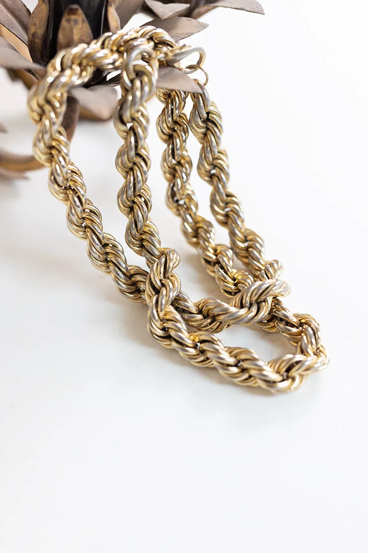 Vintage Chunky Gold Rope Chain Necklace