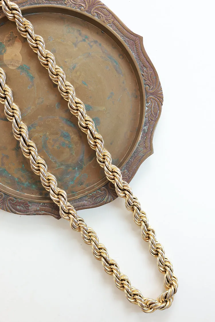 Vintage Chunky Gold Rope Chain Necklace