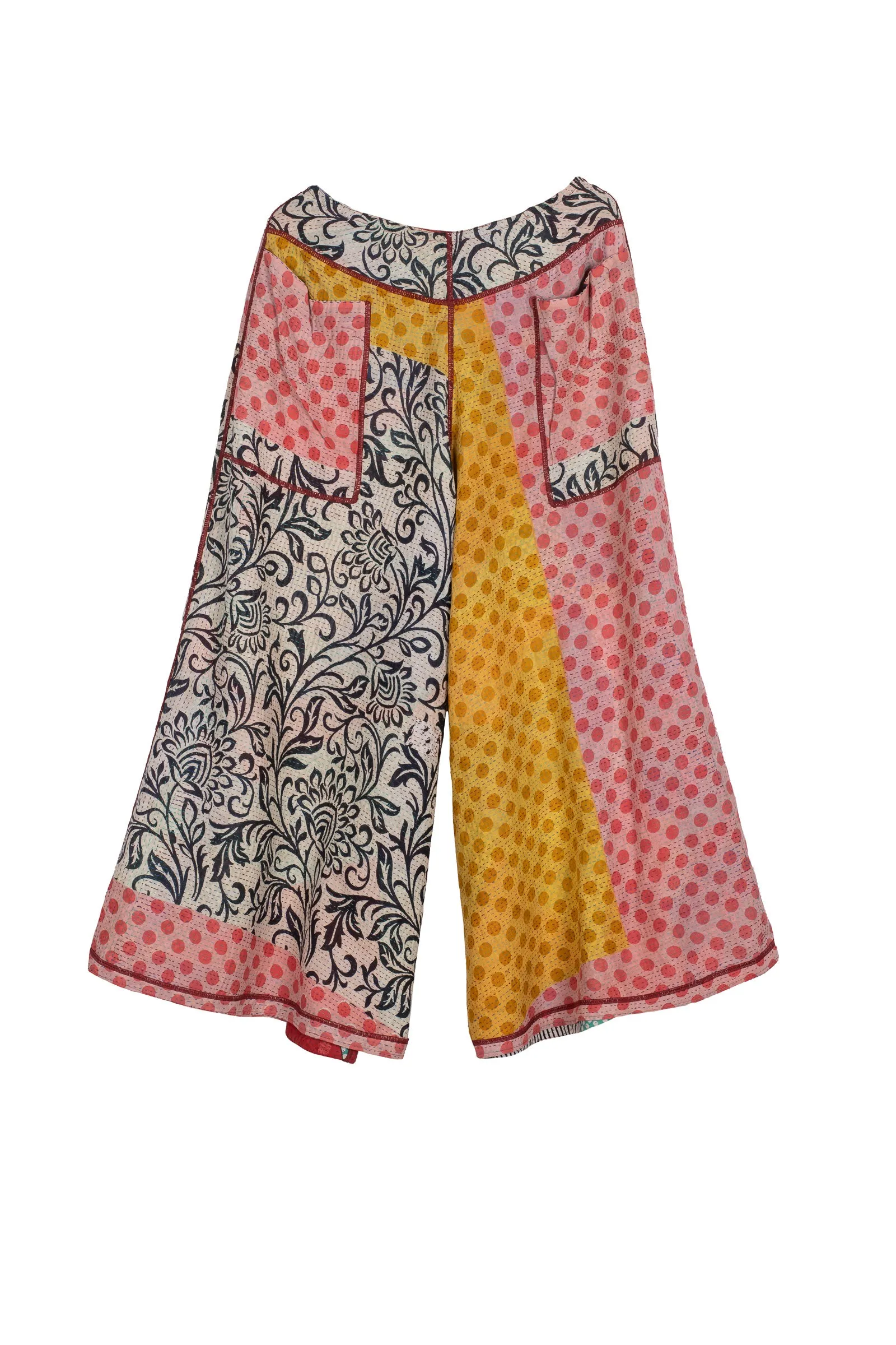 VINTAGE COTTON KANTHA WIDE LEG PANTS