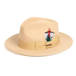 Vintage Crushable Wool Fedora Hat-Tan