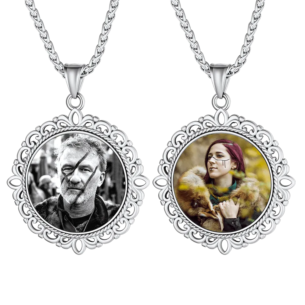 Vintage Customized Double-side Photo Pendant Memorial Necklace with Picture