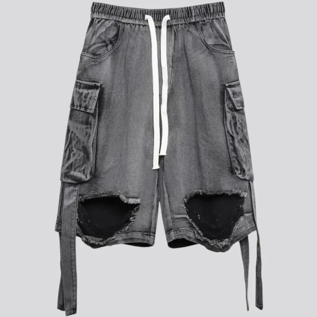 Vintage cutout men's jeans shorts