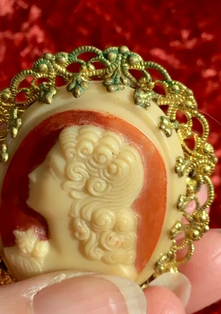 Vintage Czech Cameo Brooch