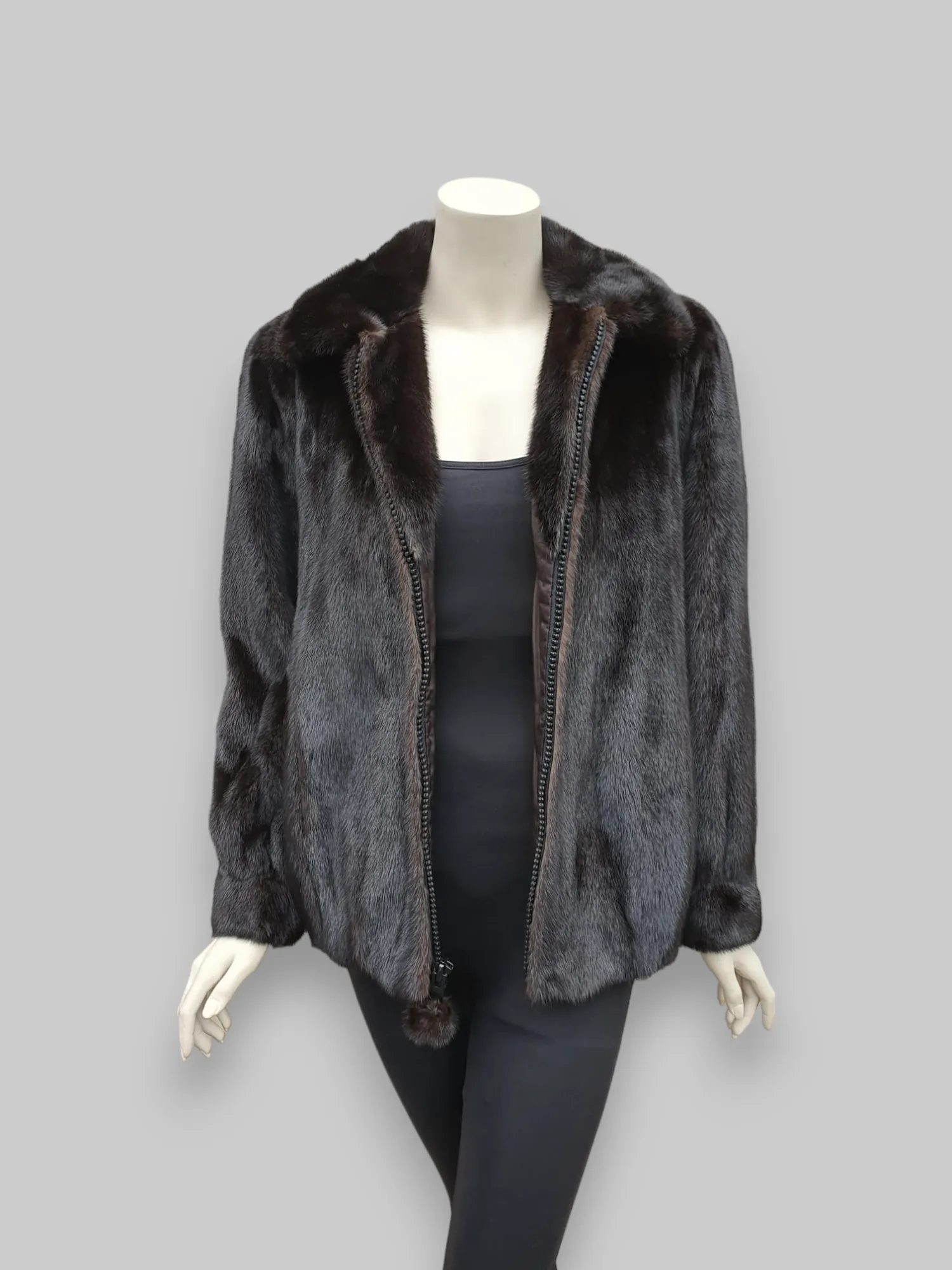 Vintage Dark Mink Zipper Jacket -Medium