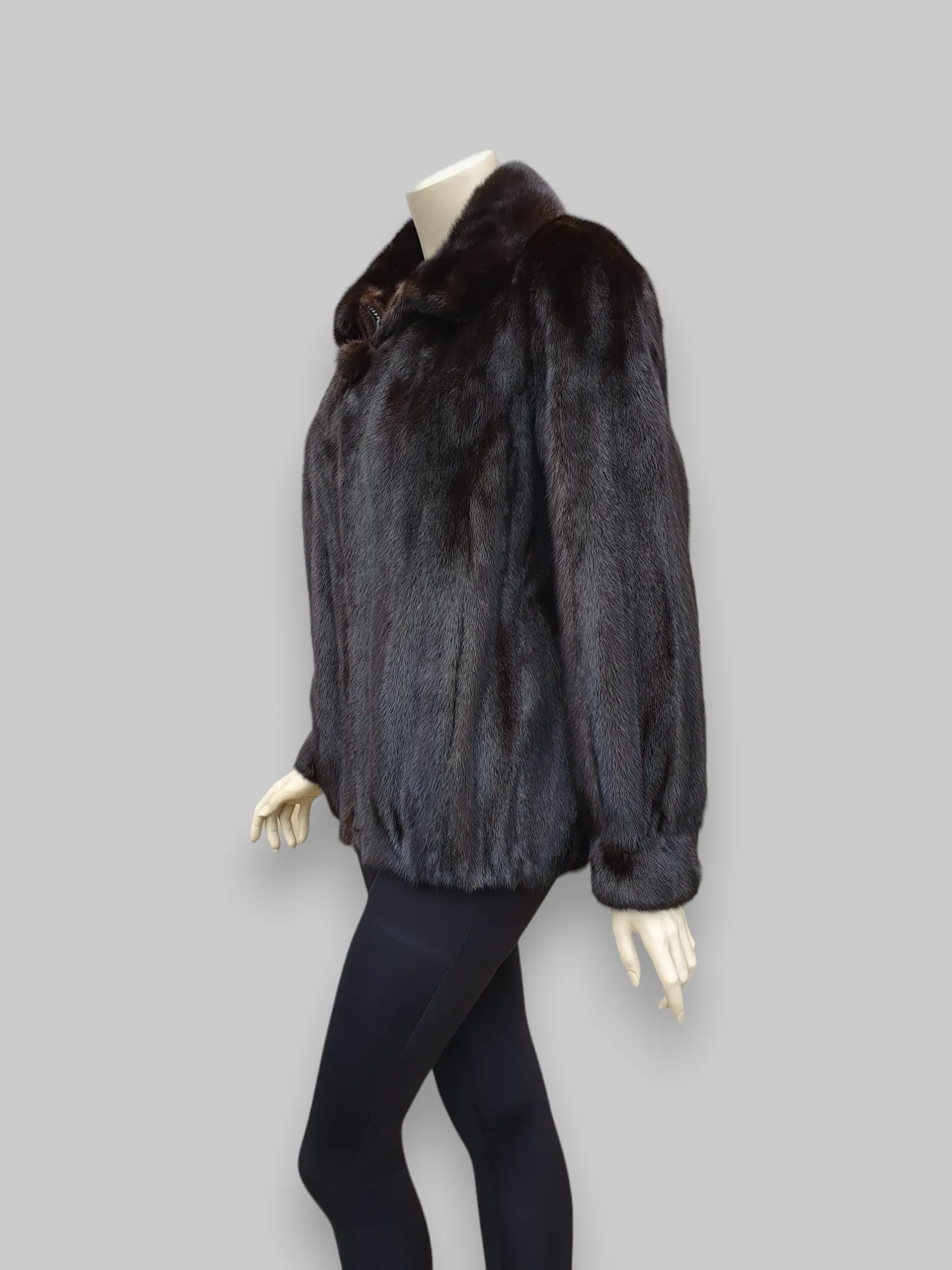 Vintage Dark Mink Zipper Jacket -Medium