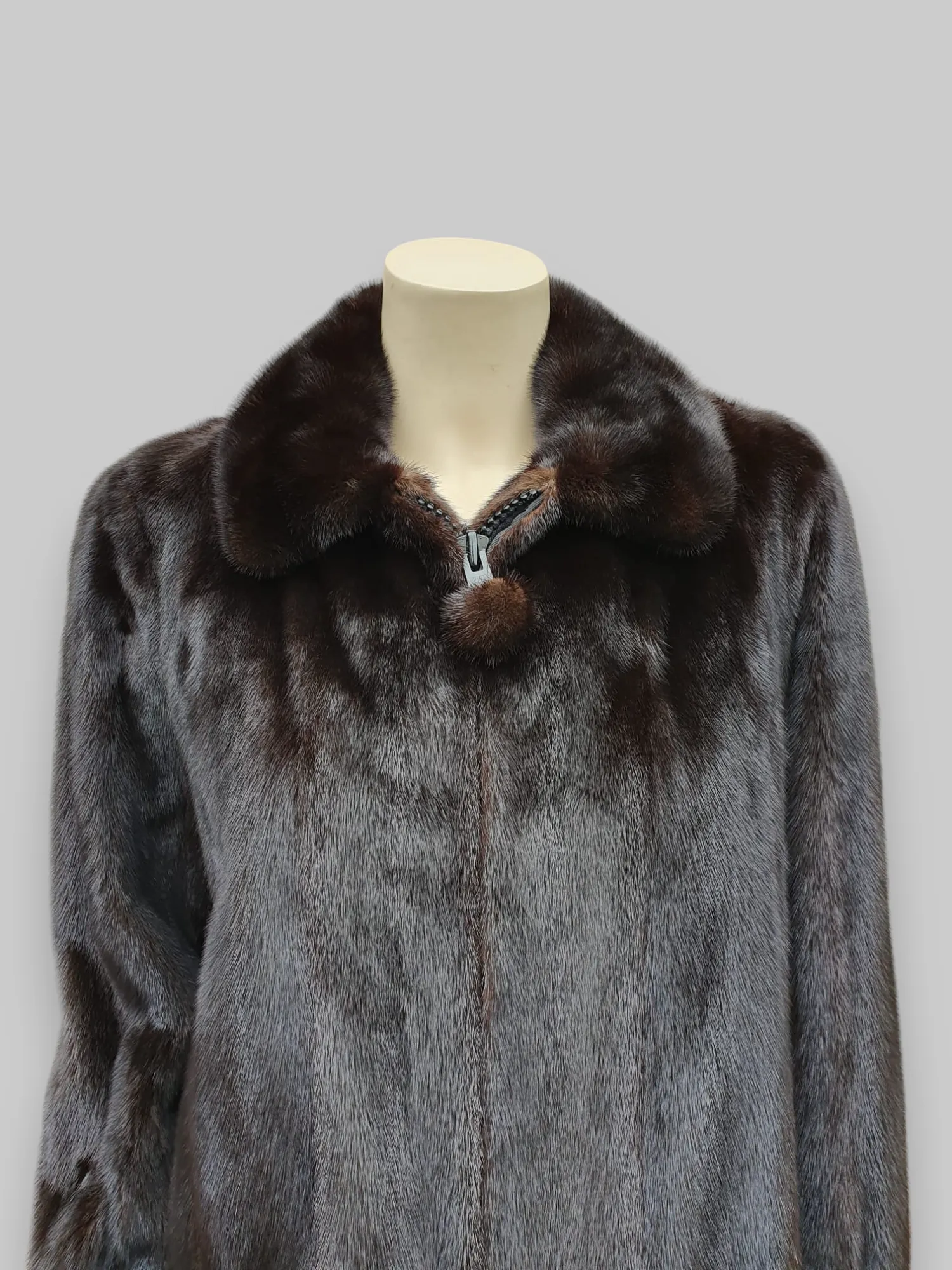 Vintage Dark Mink Zipper Jacket -Medium