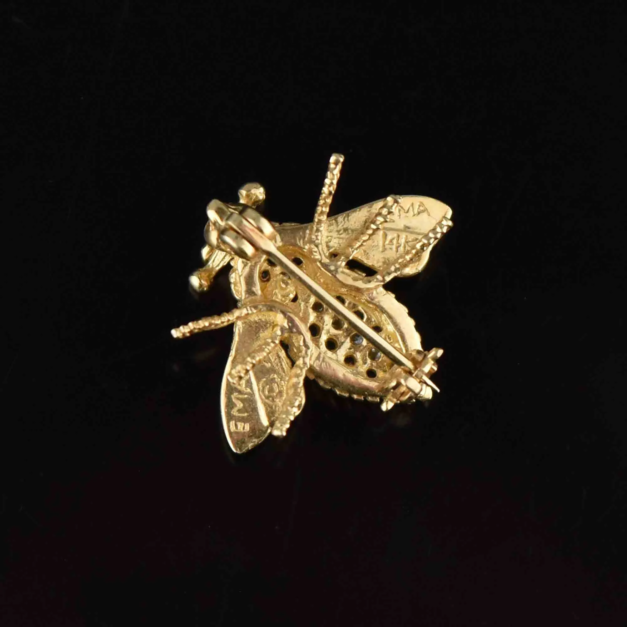 Vintage Diamond Sapphire Bumblebee Brooch Pendant