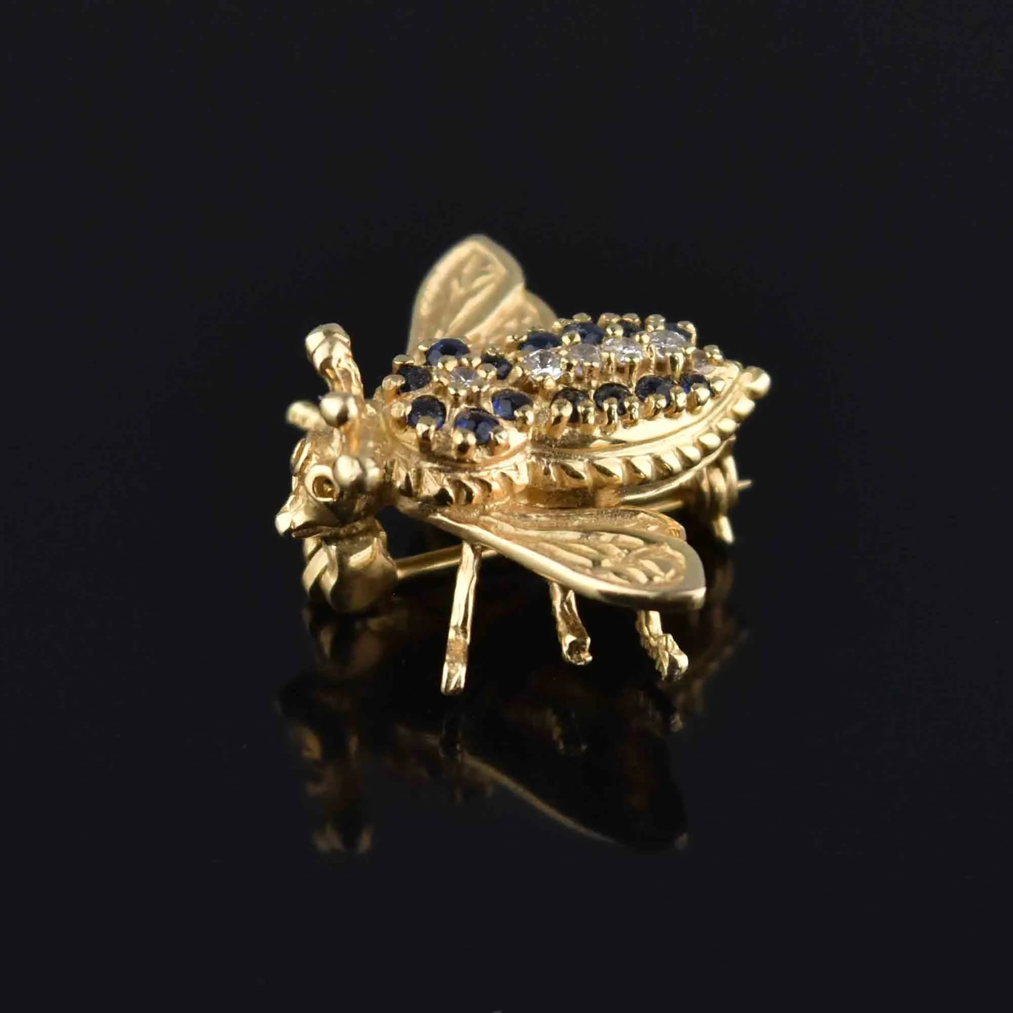 Vintage Diamond Sapphire Bumblebee Brooch Pendant