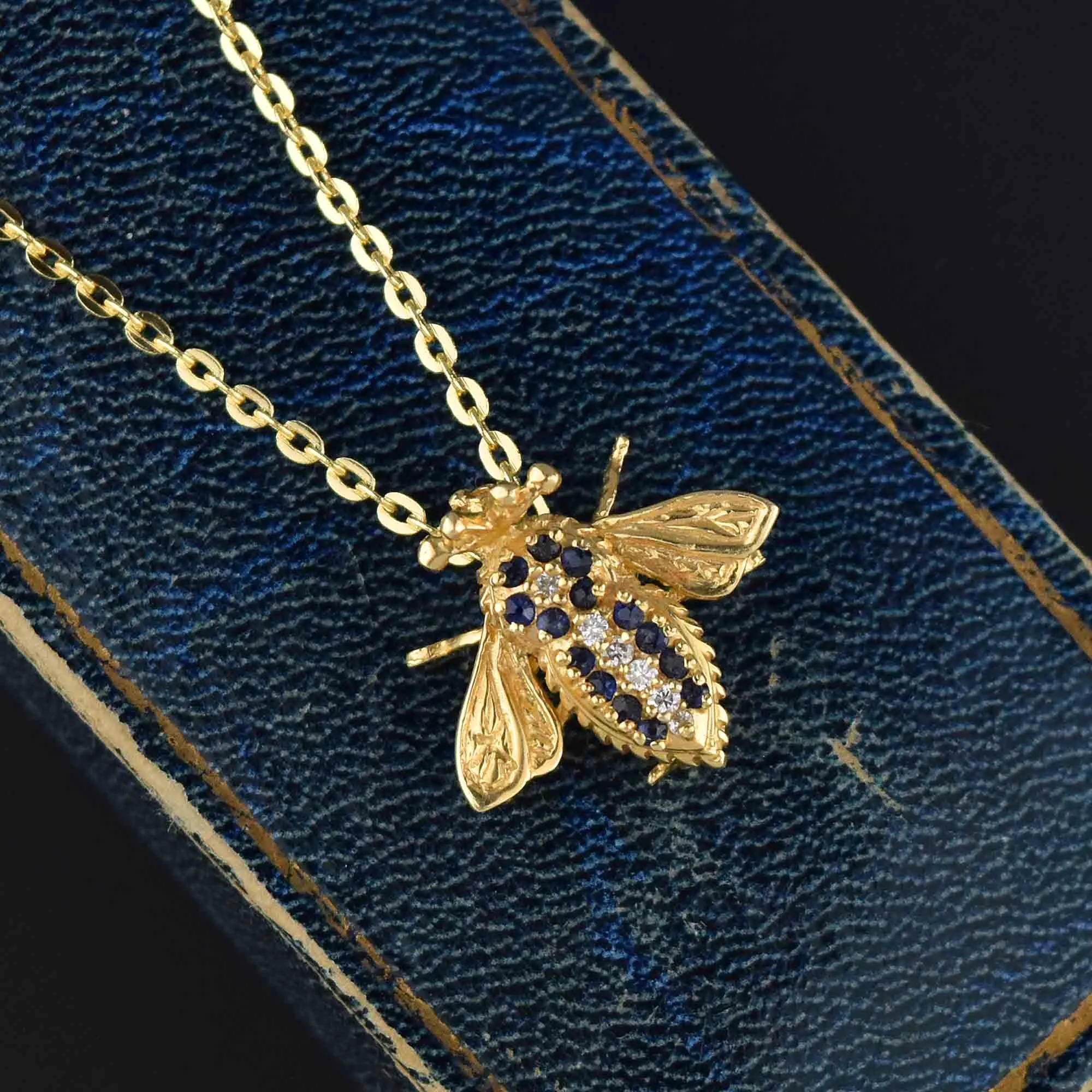 Vintage Diamond Sapphire Bumblebee Brooch Pendant