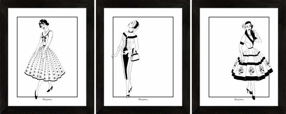 Vintage Dress (B&W) - Art Prints