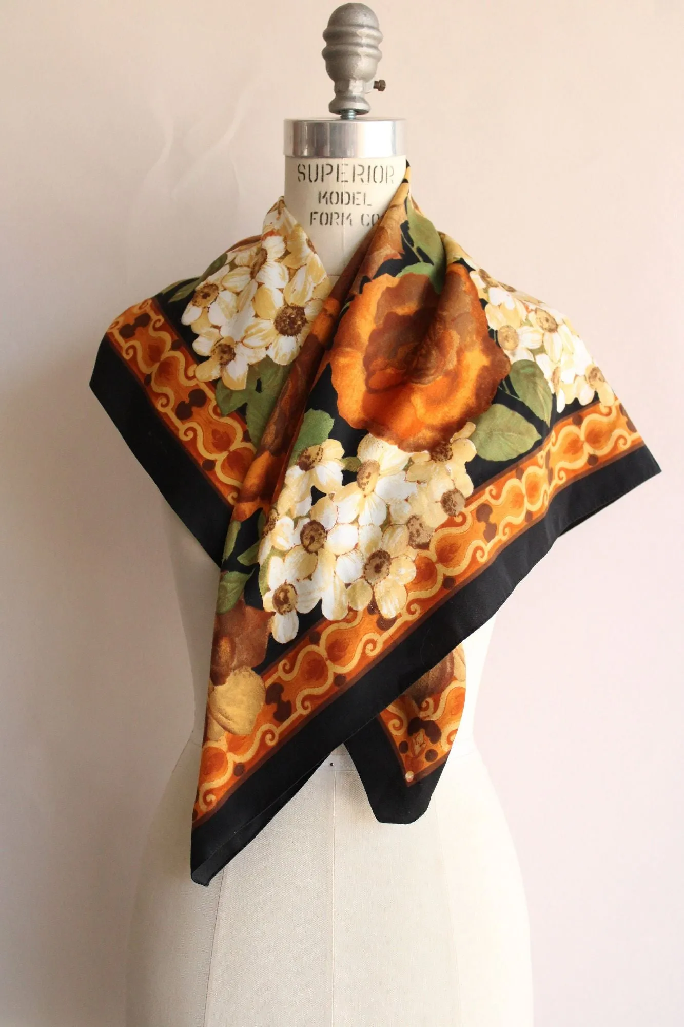 Vintage Elaine Gold Autumn Flowers Scarf