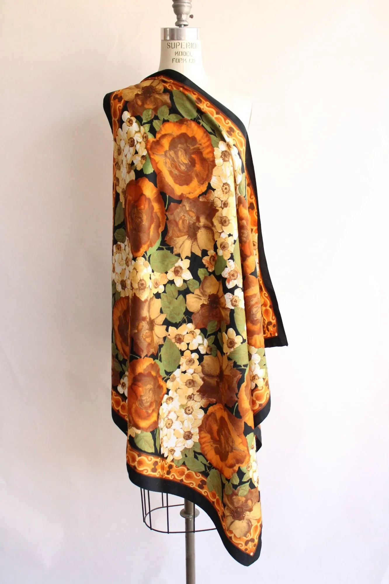 Vintage Elaine Gold Autumn Flowers Scarf