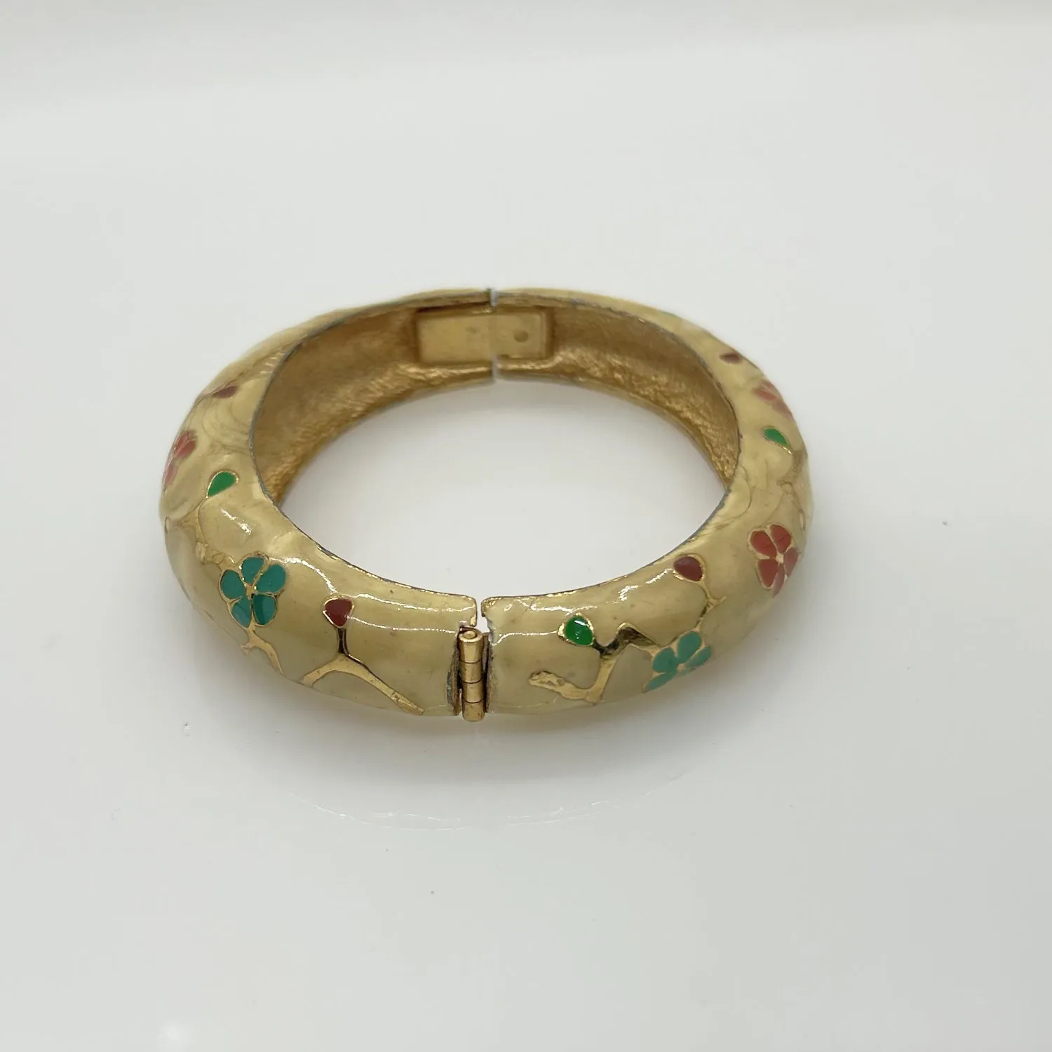 Vintage Enameled Floral Bangle Bracelet