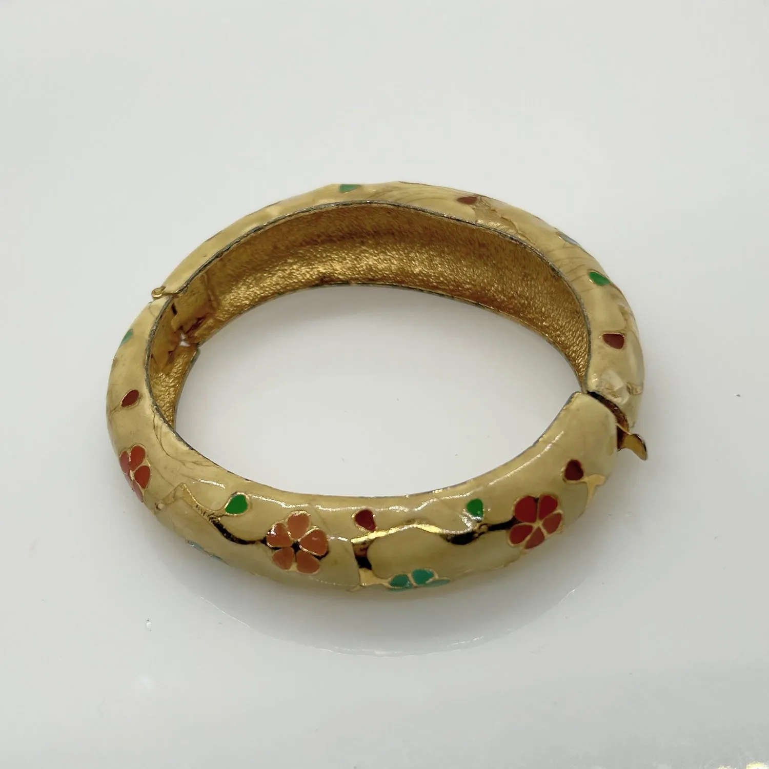 Vintage Enameled Floral Bangle Bracelet