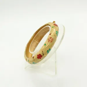 Vintage Enameled Floral Bangle Bracelet