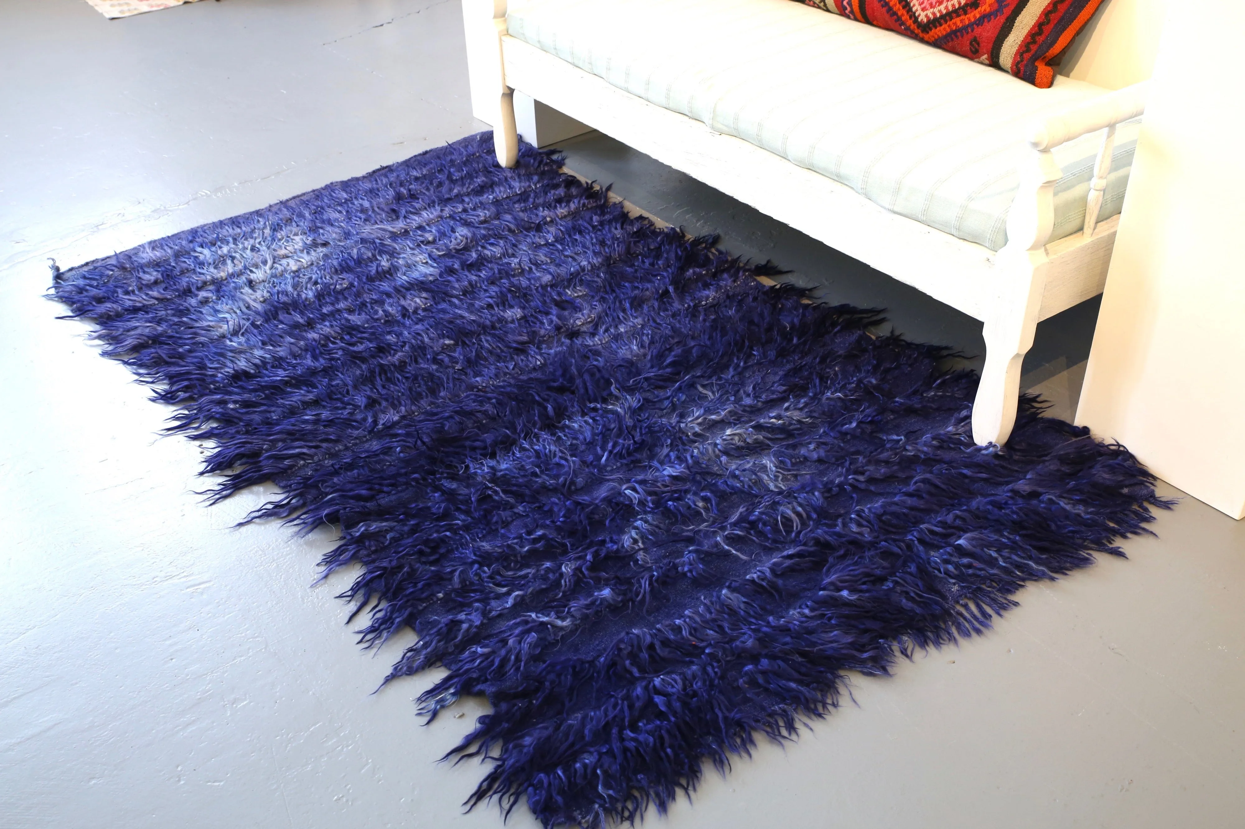 Vintage Filikli Tulu Rug in Royal blue  3.7ftx6.5ft