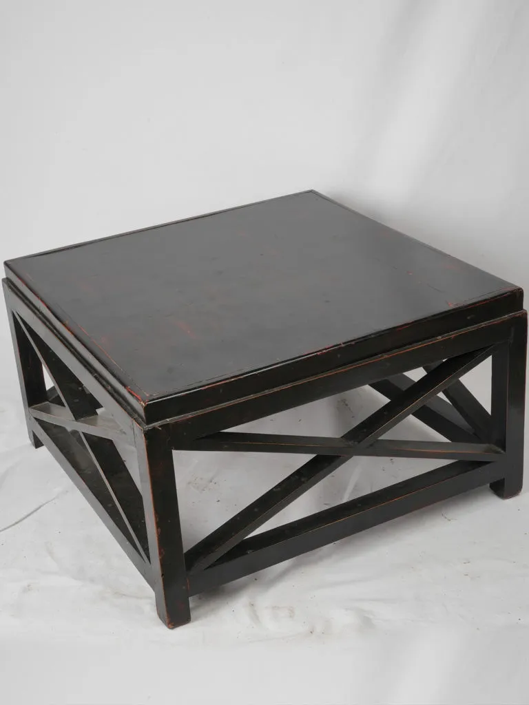 Vintage French Square Coffee Table - Blackened wood 31½"