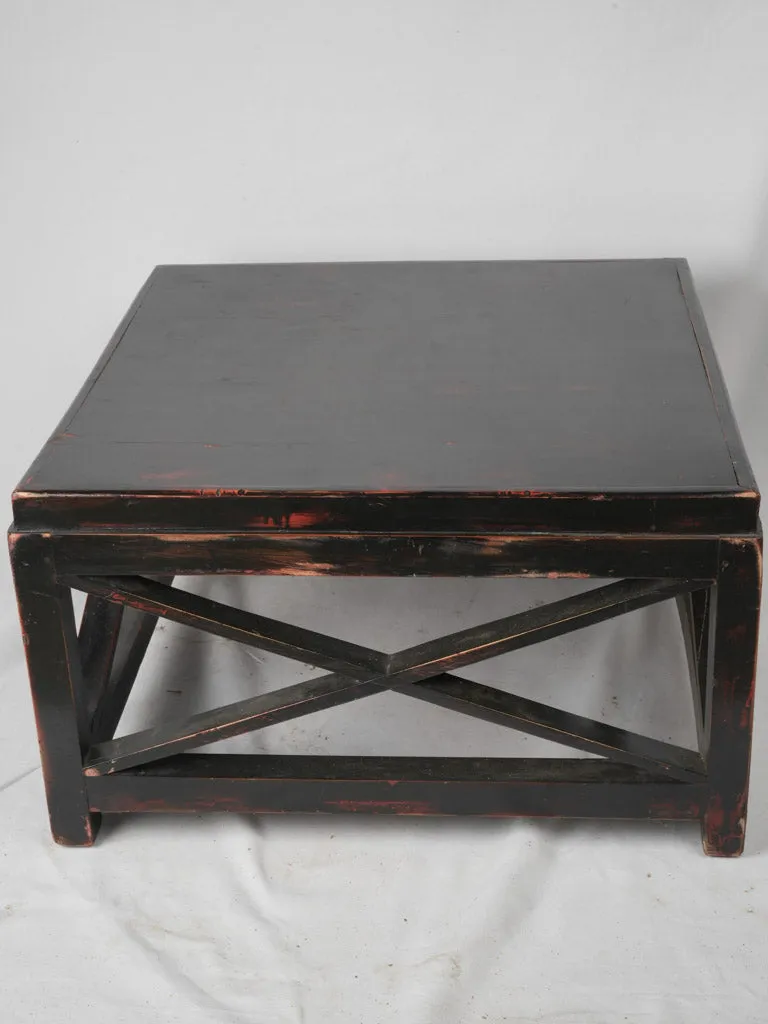 Vintage French Square Coffee Table - Blackened wood 31½"