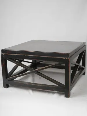 Vintage French Square Coffee Table - Blackened wood 31½"