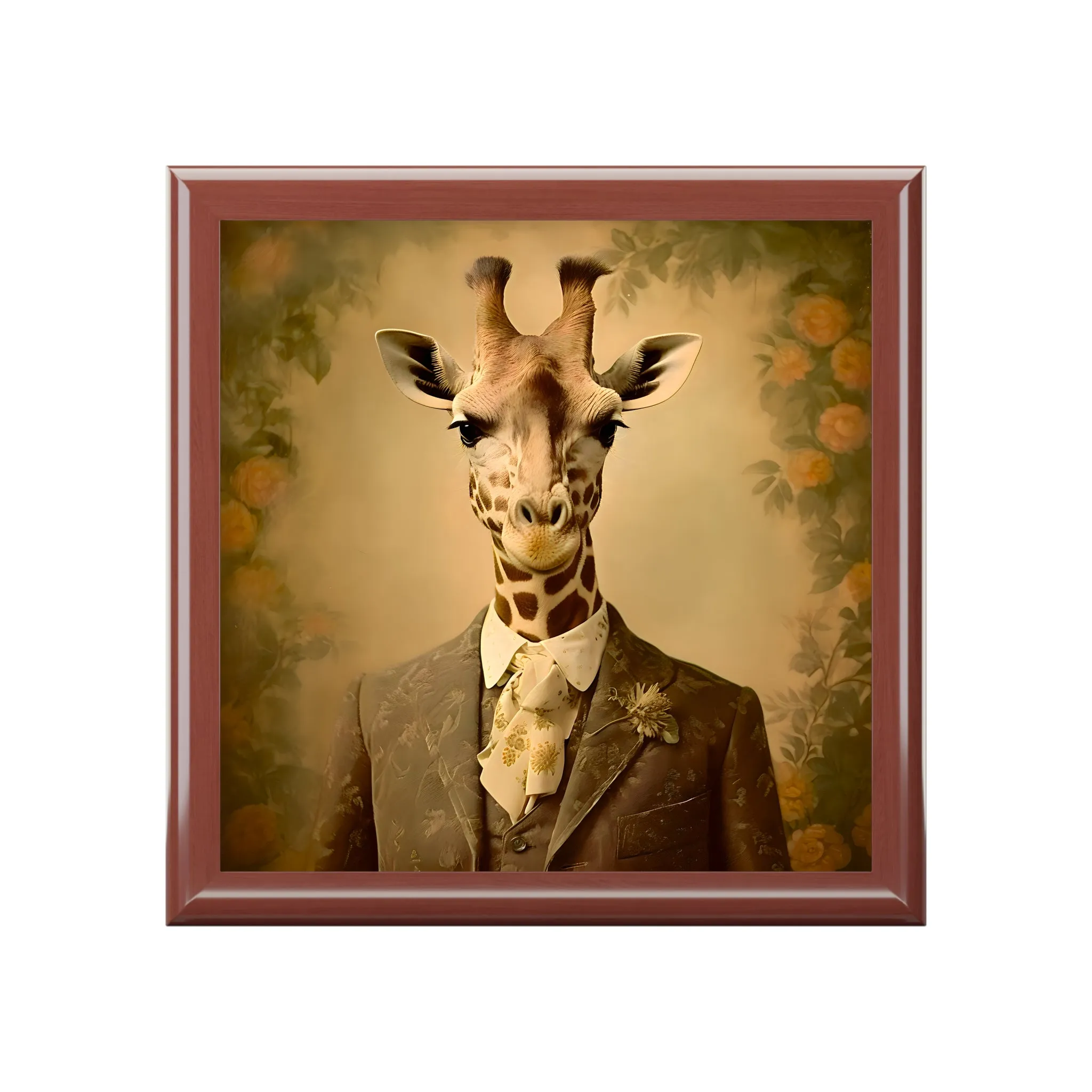 Vintage Giraffe Portrait Jewelry Keepsake Box