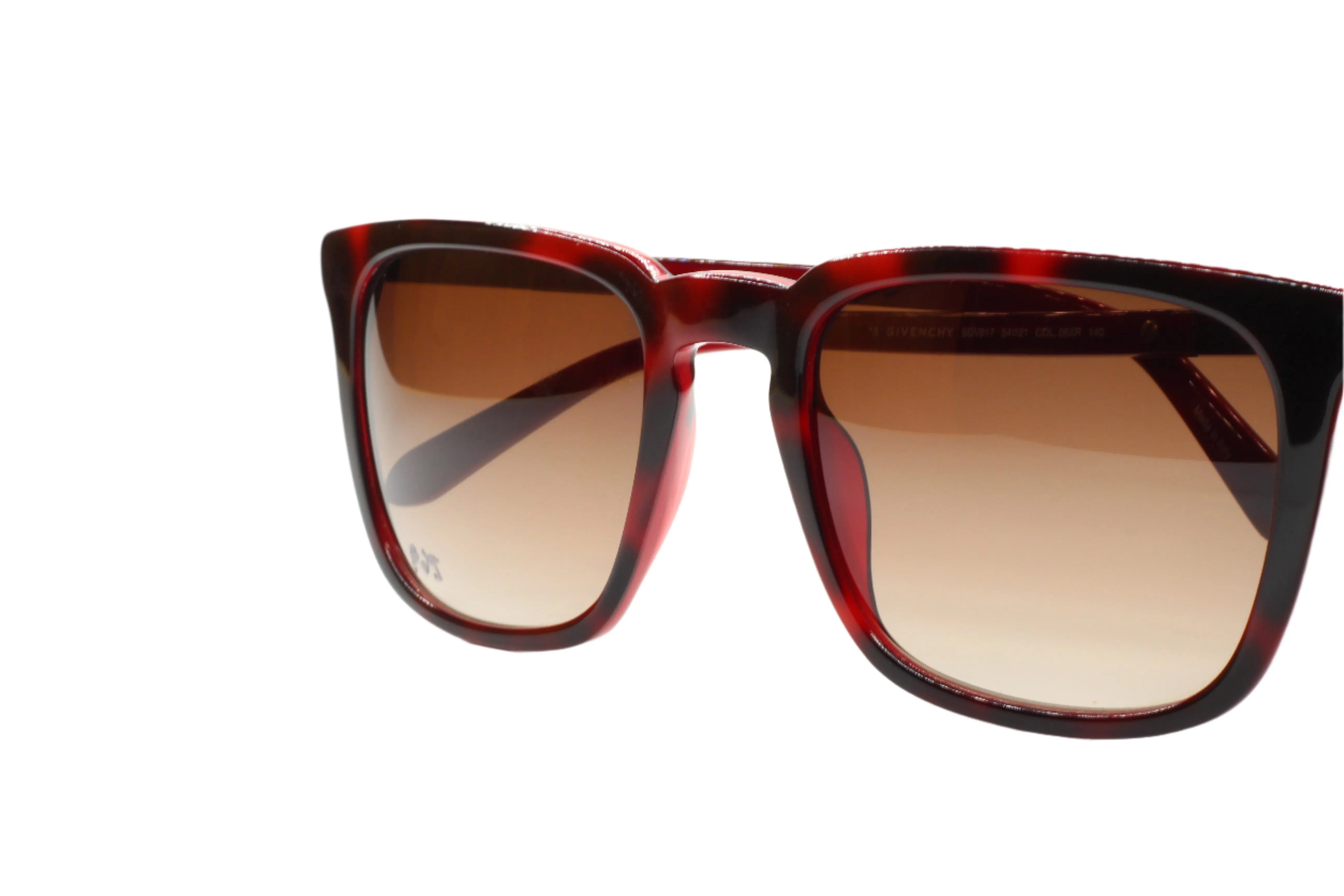 Vintage Givenchy SGV817 06XR Havana Red Luxury Italy Sunglasses