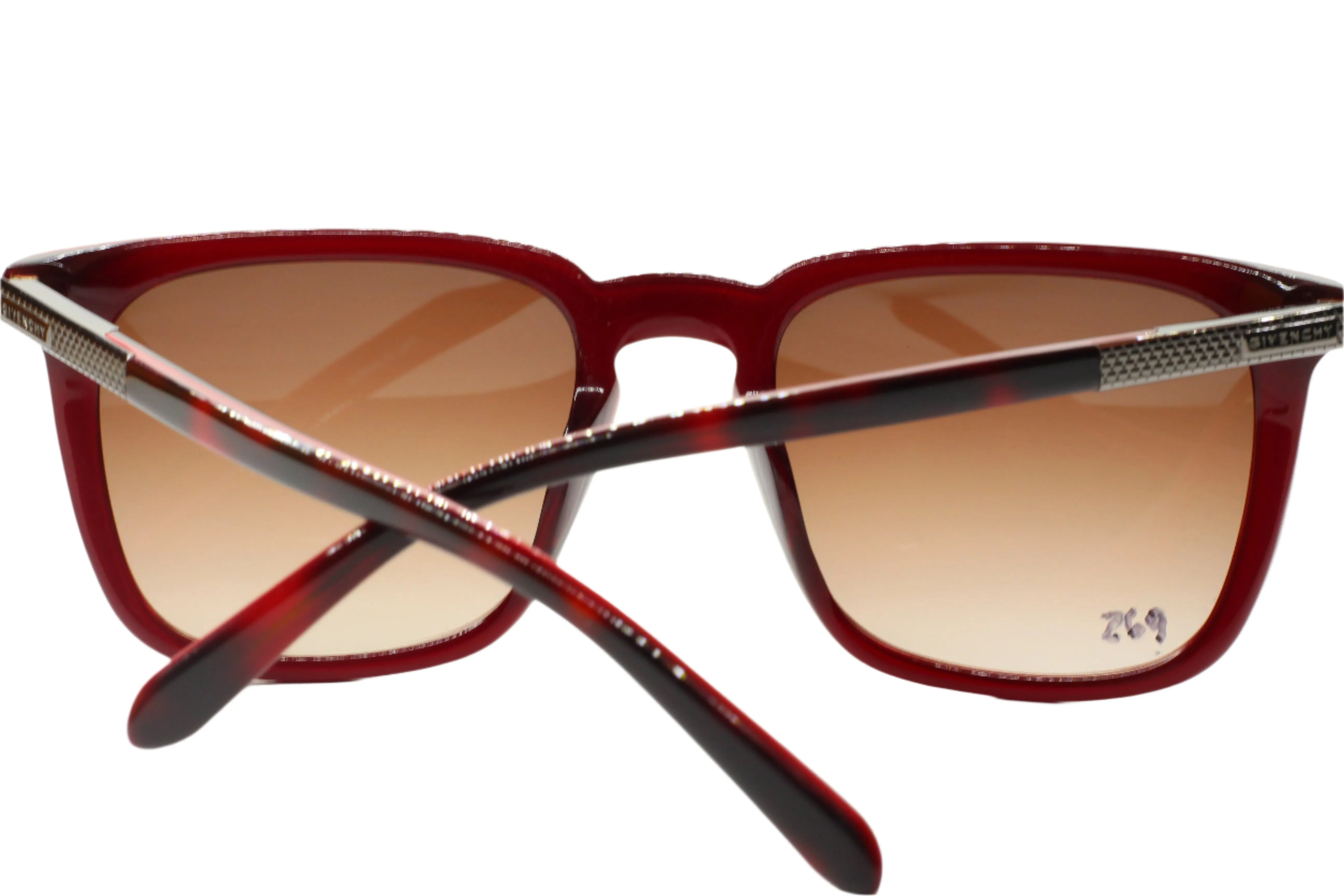 Vintage Givenchy SGV817 06XR Havana Red Luxury Italy Sunglasses