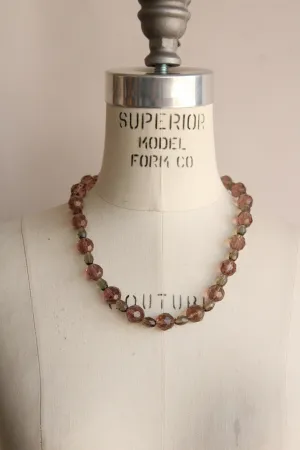 Vintage Glass Bead Necklace, Smoky Brown And Gray