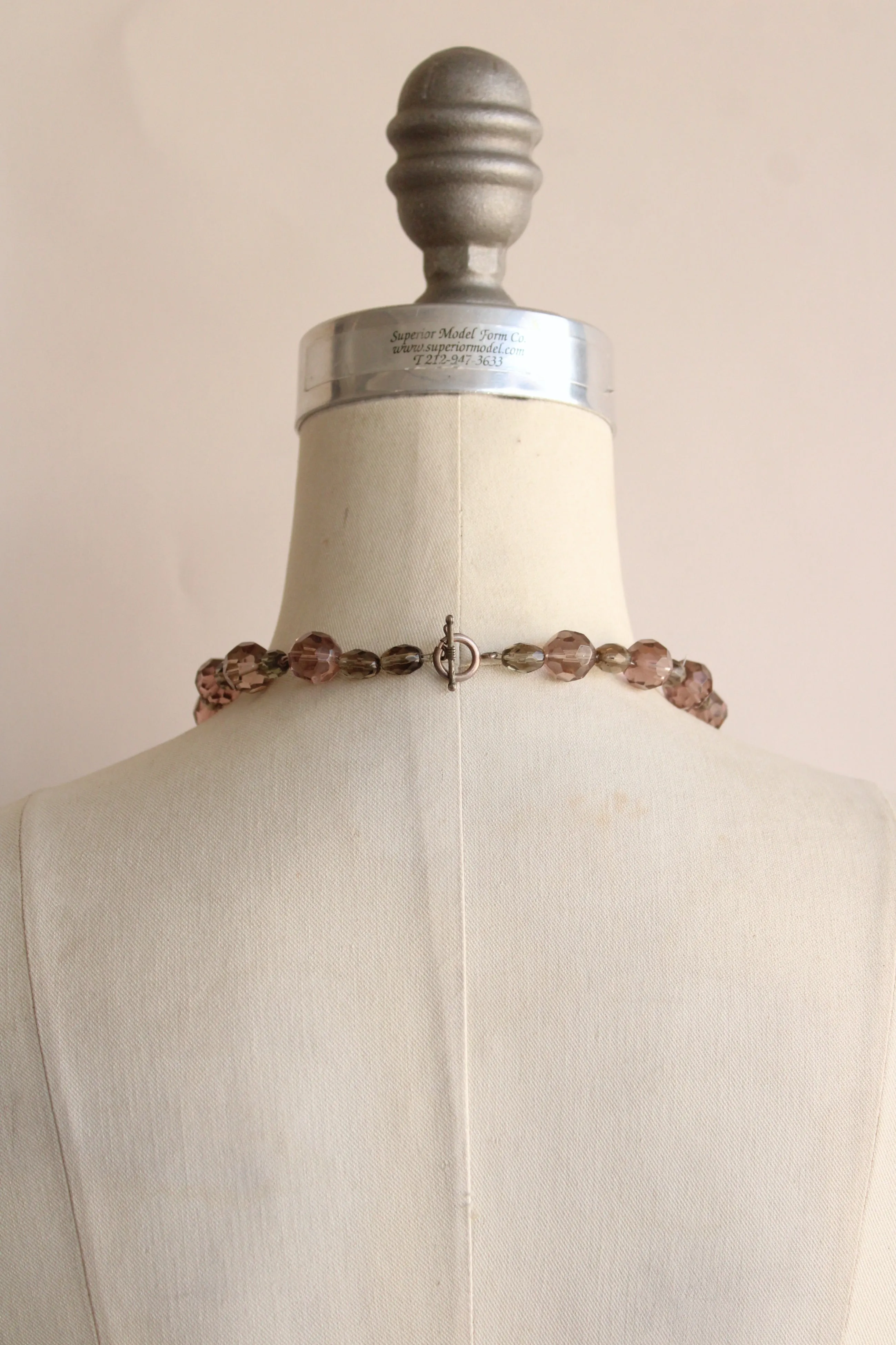 Vintage Glass Bead Necklace, Smoky Brown And Gray