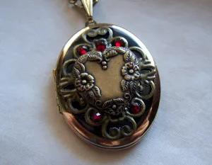 Vintage Gold and Enamel Heart Locket Pendant