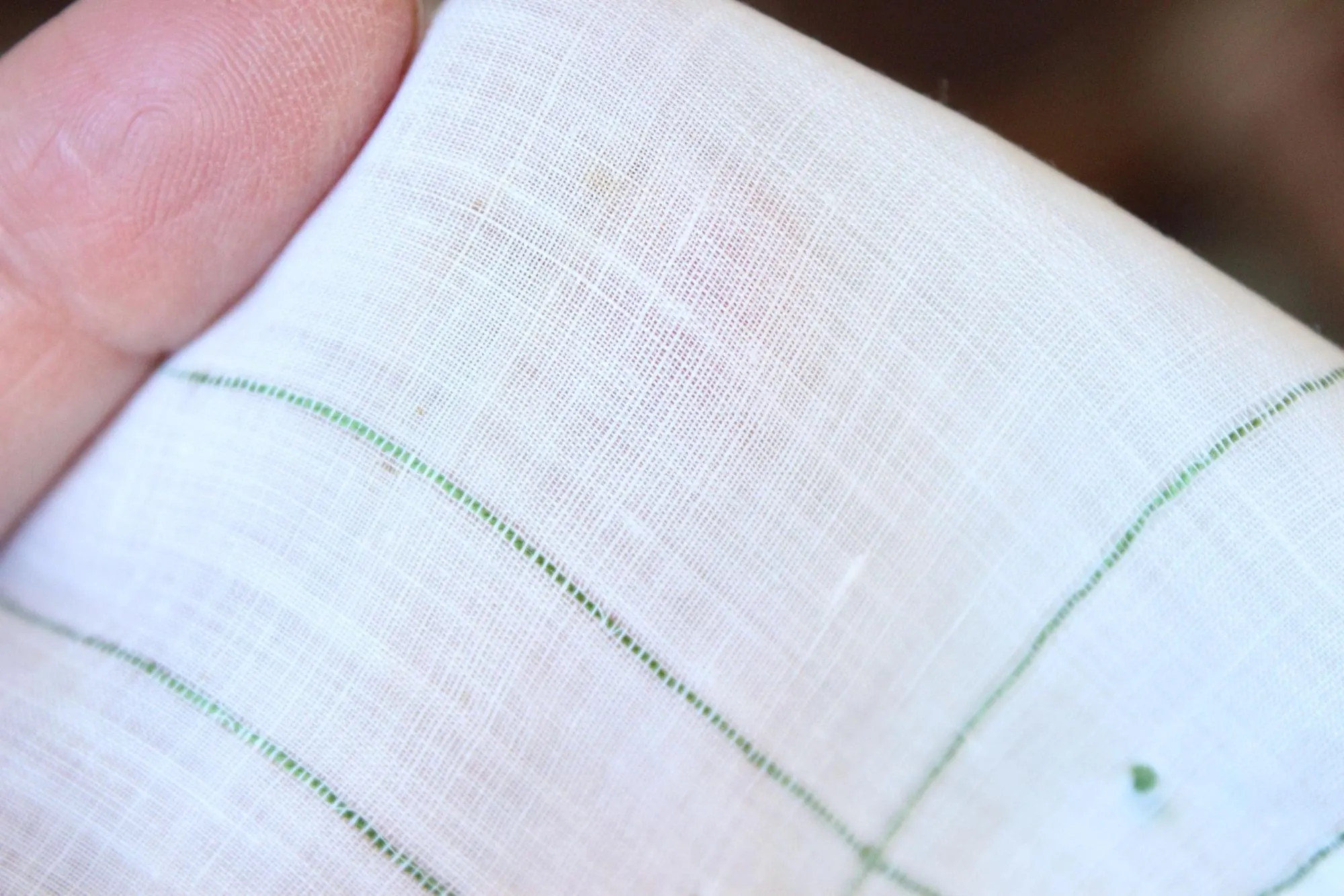 Vintage Green Linen Hankie with Tiny Flowers