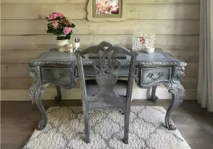 Vintage Hand Crafted Teak Wooden Office Desk