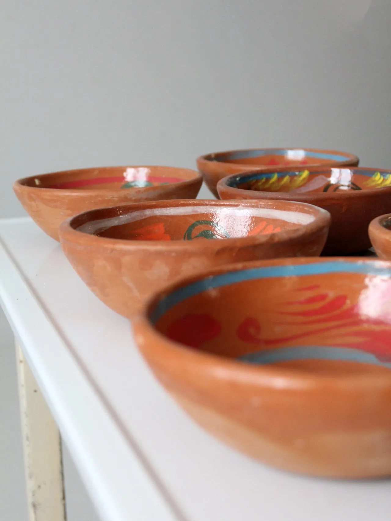 vintage hand painted Mexican serving bowls set of 8