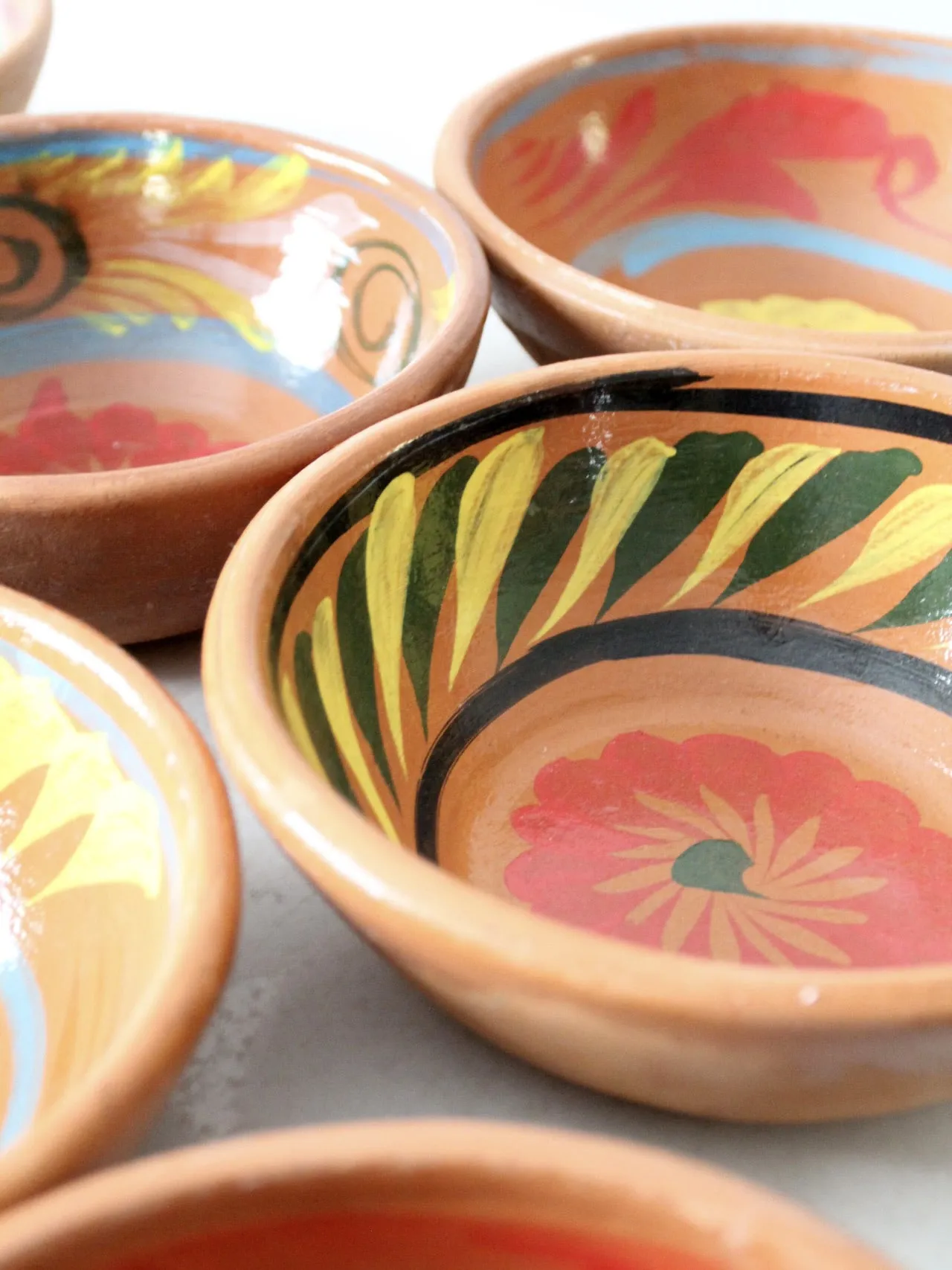 vintage hand painted Mexican serving bowls set of 8