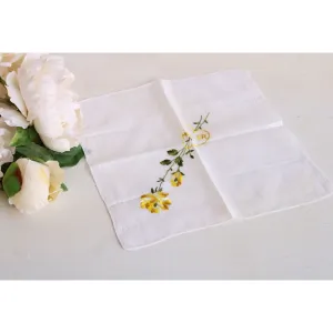 Vintage Handkerchief, Embroidered with "Mother" and Yellow Roses