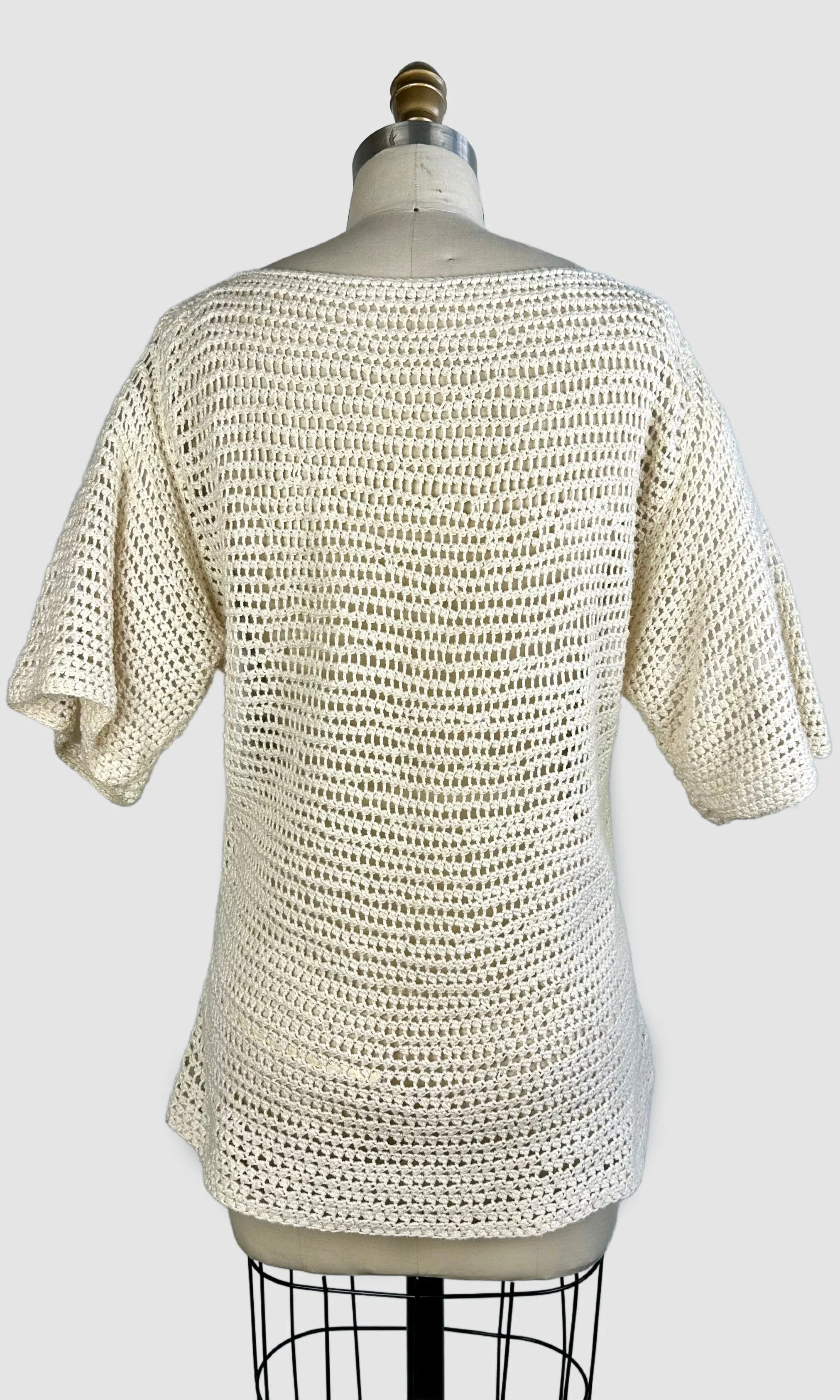 VINTAGE HANDMADE CROCHET 60s Top • Size Large