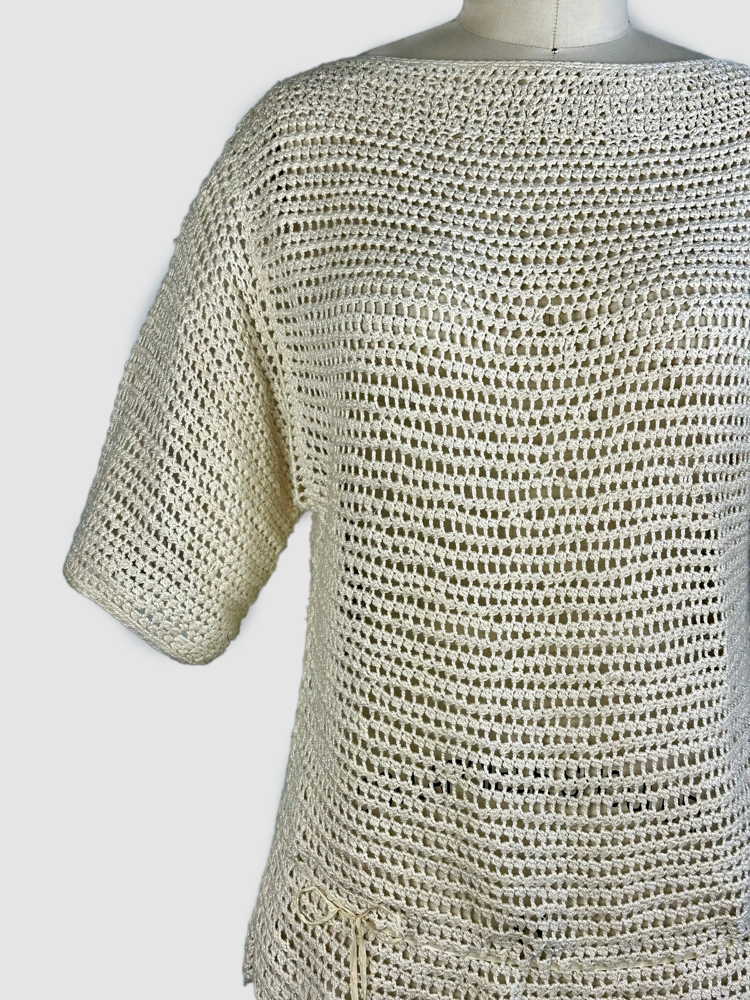 VINTAGE HANDMADE CROCHET 60s Top • Size Large