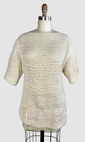 VINTAGE HANDMADE CROCHET 60s Top • Size Large