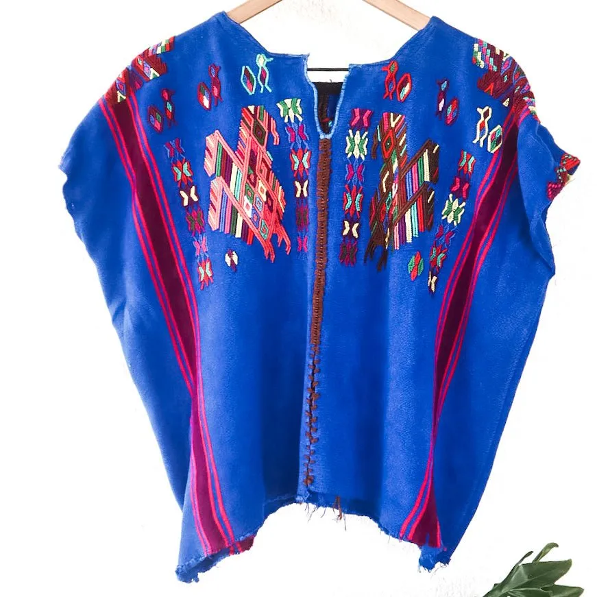 Vintage Huipil Top with Unique Embroidery - Mayan Blouse