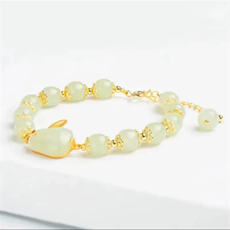 Vintage Imitation Hetian Jade Beaded Bracelet