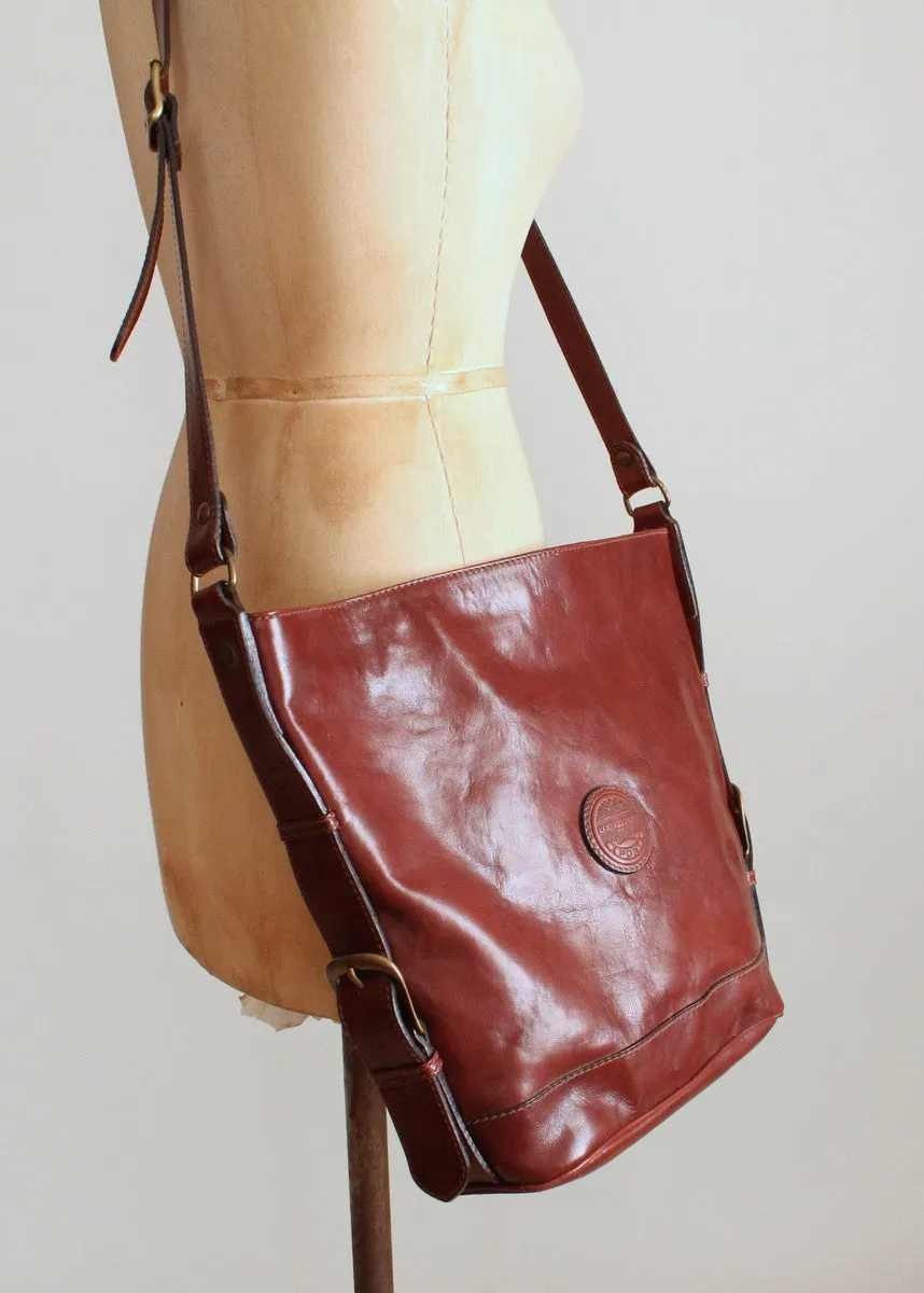 Vintage Italian Brown Leather Tote Purse