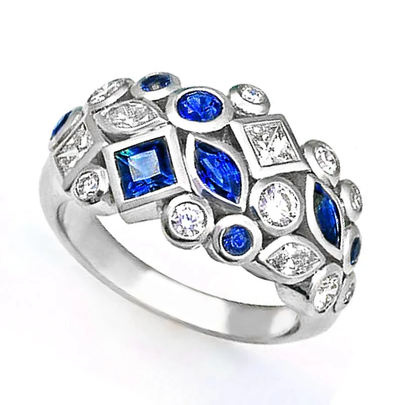 Vintage Jewelry Luxury Bright Art Deco Style Design Cocktail Ring for Women