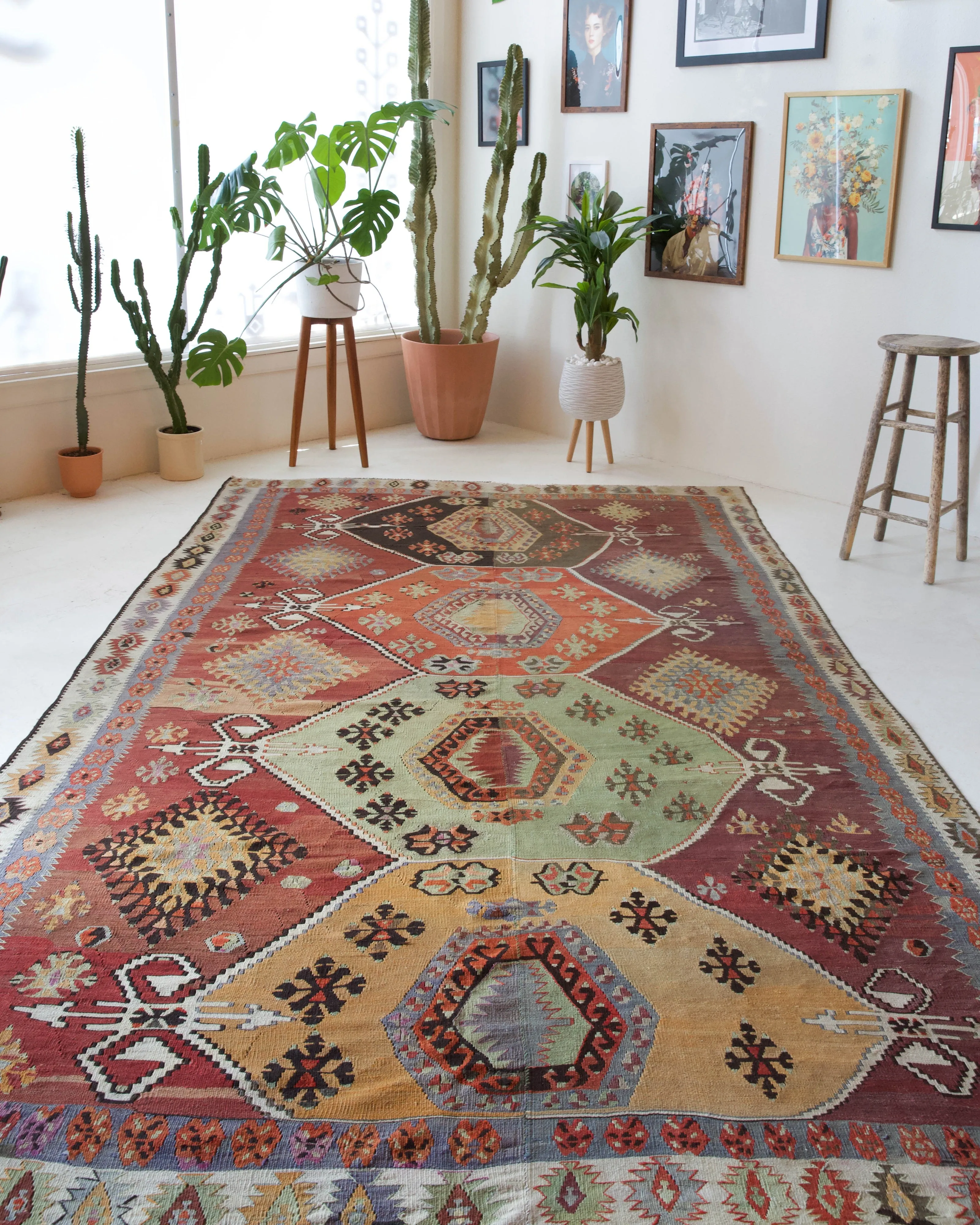 Vintage Kayseri Develi Kilim Rug 6'11"x11'7"