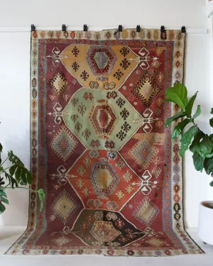 Vintage Kayseri Develi Kilim Rug 6'11"x11'7"