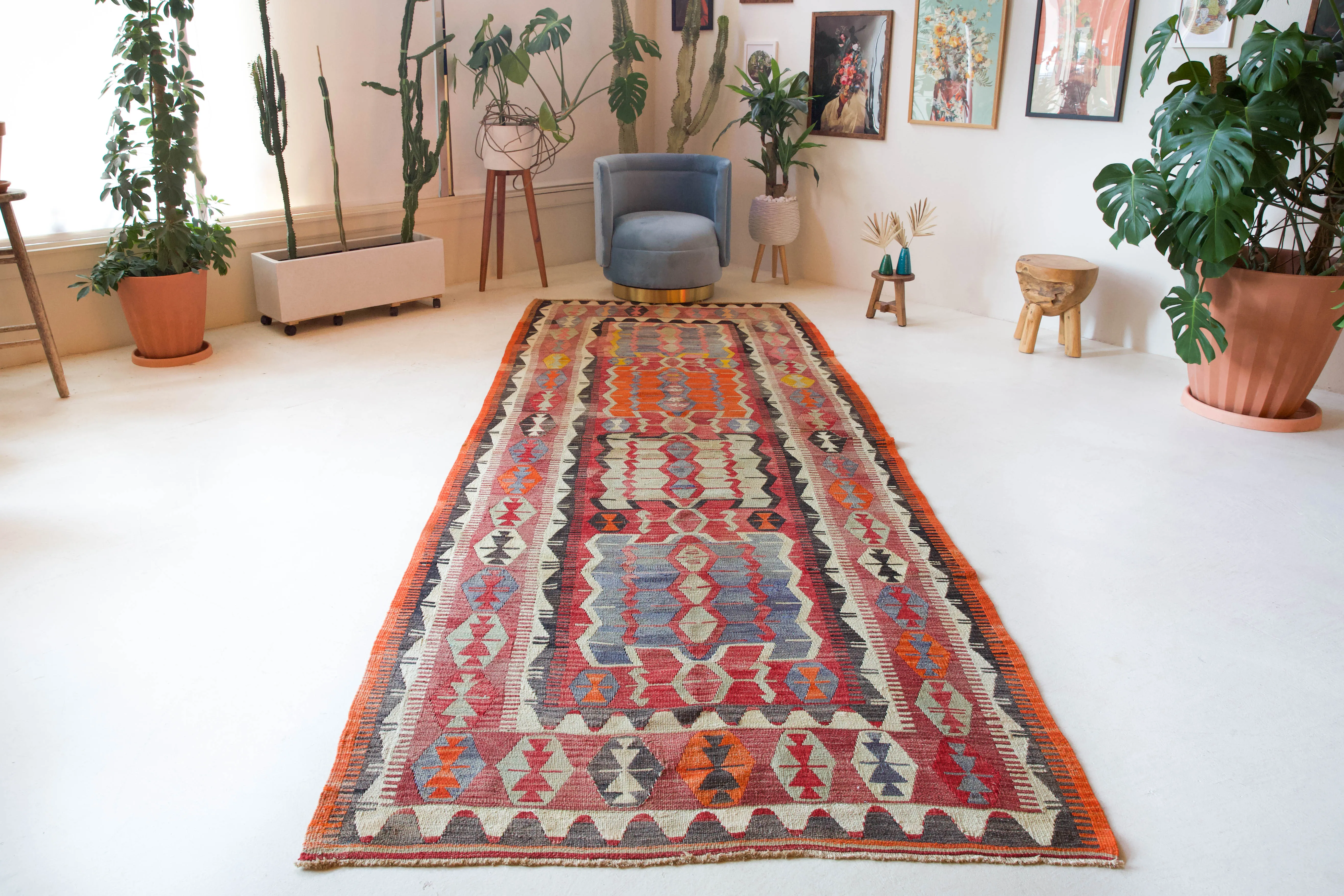 Vintage Konya Obruk Kilim Rug 4'9"x12'9"