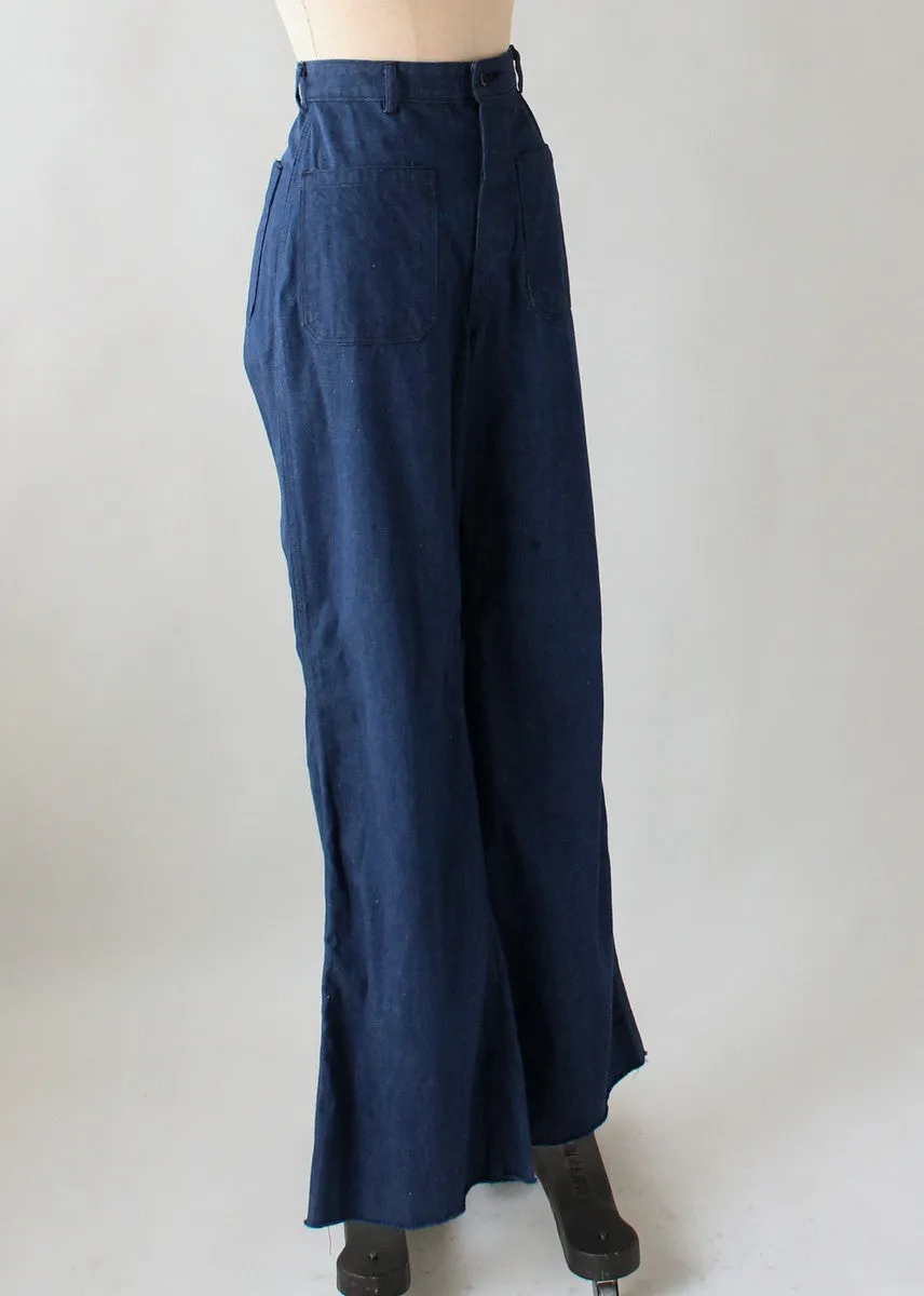 Vintage Late 1960s USN Denim Sailor Pants