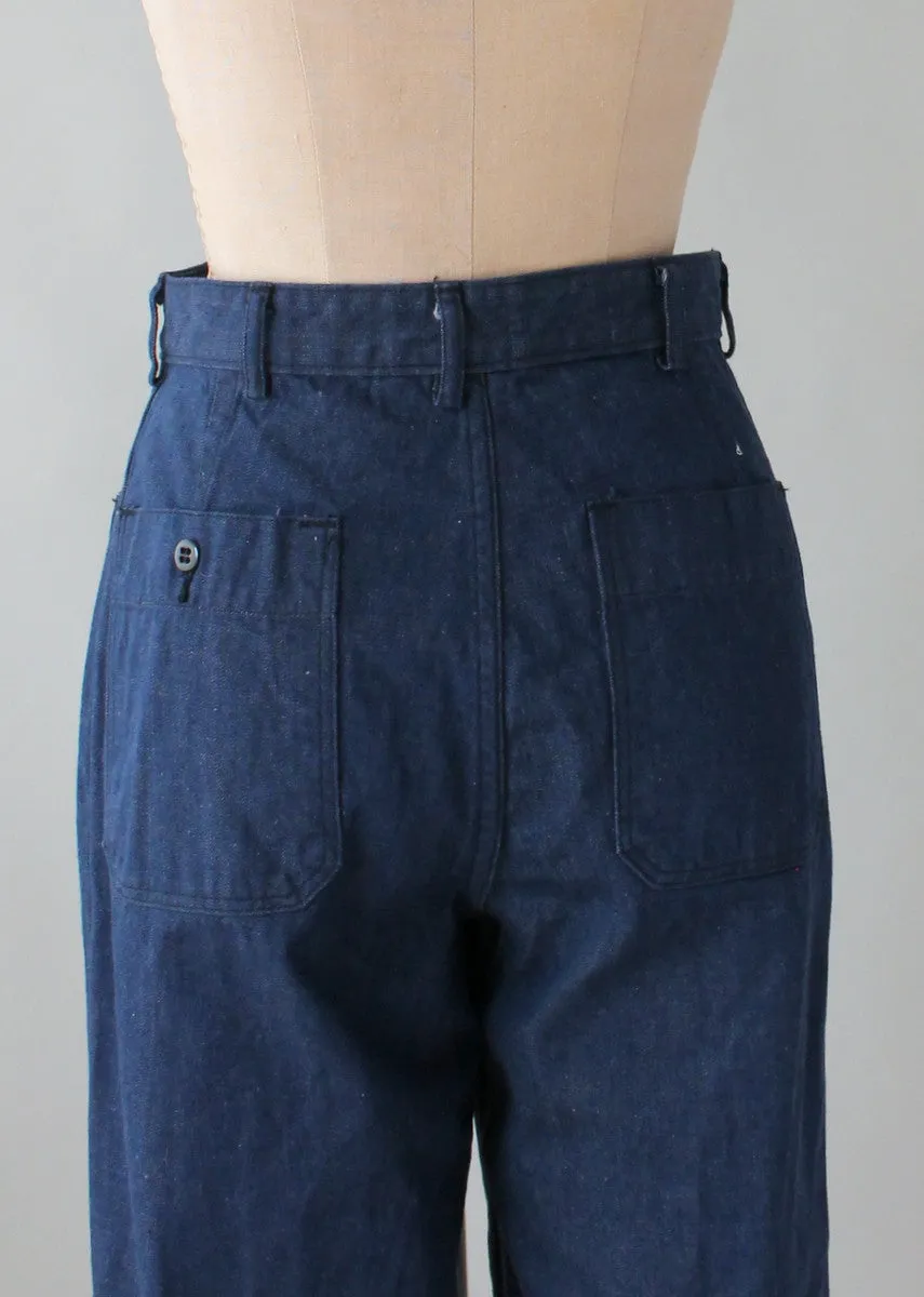 Vintage Late 1960s USN Denim Sailor Pants